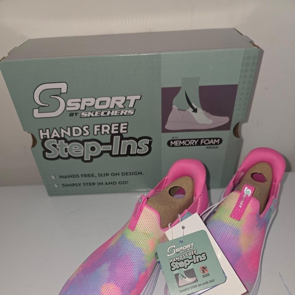 S Sport by Skechers Kids Hands Free Step-Ins Tie Dye Slip On Sneakers Pink Multi